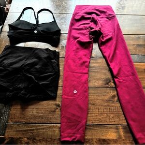 2 Lululemon set Train HR Tight 25” Magenta Purple MGPR Pant Everlux NWT